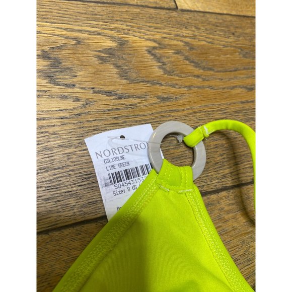 Topshop Triangle Top and Ring High Leg Bikini Set Neon Green Women's Size 8 US - Picture 6 of 12
